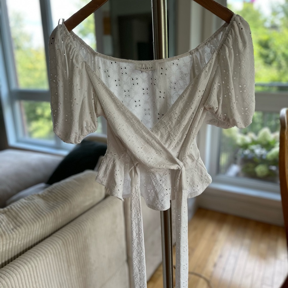 Top shop white eyelet detail blouse top